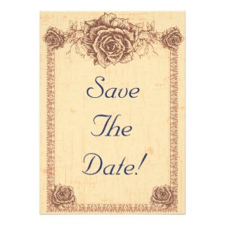 Moccasin Vintage Rose Border Save The Date Wedding Announcements
