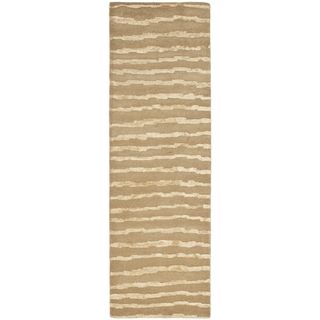 Handmade Soho Stripes Beige/ Gold New Zealand Wool Rug (2'6 x 14') Safavieh Runner Rugs