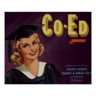 Vintage College Co Ed Graduation Woman Posters