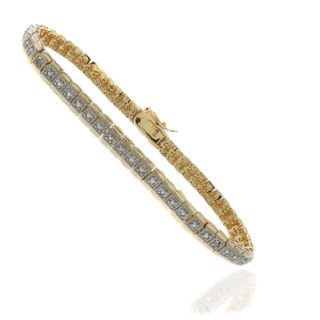 Finesque 18k Gold Overlay Diamond Accent Two tone Tennis Bracelet Finesque Diamond Bracelets