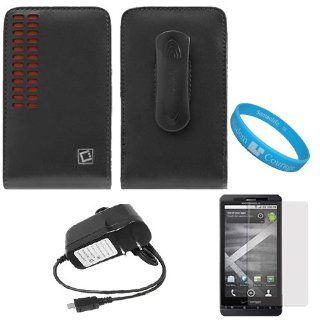 Cellet Bergamo Holster Case w/ Belt Clip for Motorola Droid X MB810 Phone + Anti Glare Screen Protector + Wall Charger + SumacLife TM Wristband Cell Phones & Accessories