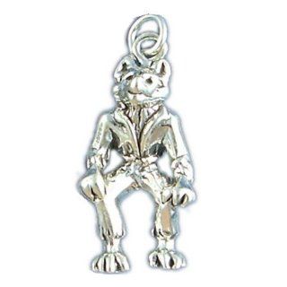 Sterling Silver Halloween Wolfman 3D Charm Pendant Jewelry