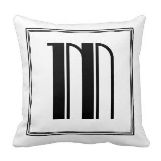 Art Deco Letter M Monogrammed Pillow