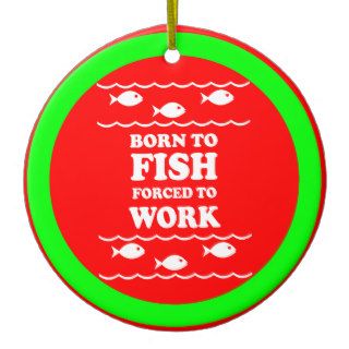 Funny fishing christmas tree ornament