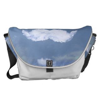 Funny Mustache Cool White Clouds Blue Skyscape Courier Bags