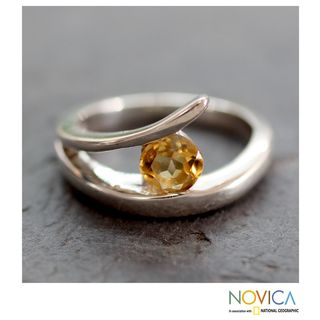 Handcrafted Sterling Silver 'Circle of Love' Citrine Ring (India) Novica Rings