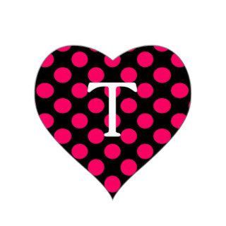 Letter T on Pink Polka Dots Sticker