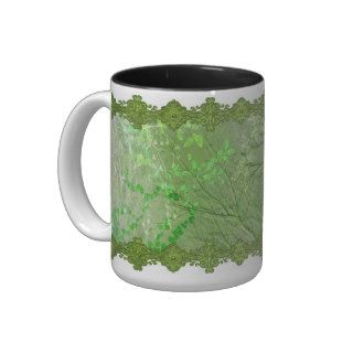 WUTHERING HEIGHTS, GHOSTLY BRANCHES SPRING GREEN COFFEE MUGS