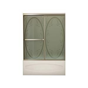 MAAX Vertiga 57 in. x 59 in. W Tub/Shower Door in Satin Nickel with Summer Breeze Glass 104011 966 171
