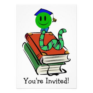 Bookworm Green Smiley Invitation For Any Occasion