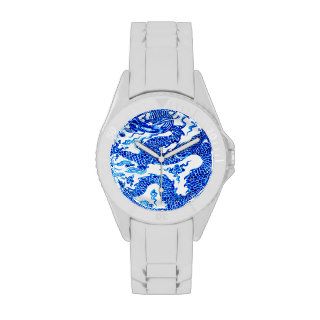 Chinese Dragon Blue White Porcelain Vase Art Wristwatches