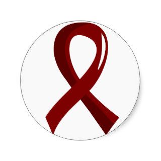 Sickle Cell Disease Burgundy Ribbon 3 Round Stickers