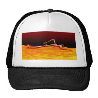 X Ray Skeleton Swimming in Lake of Fire Mesh Hats