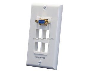 Monoprice 108731 Wall Plate for Keystone 4 Hole with Built in VGA Coupler, Gold Plated Electronics