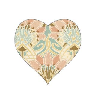 art nouveau nature floral pattern art heart sticker