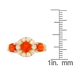 D'Yach 10k Yellow Gold Fire Opals and Australian Opals Flower ring D'Yach Gemstone Rings