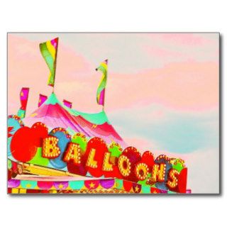 "Sunset behind carnival balloons stand" Postcard