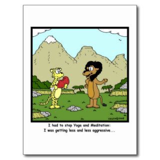 Yoga and Meditation Lion Cartoon Postcards