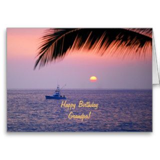 Happy Birthday Grandpa Tropical Sunset Greeting Cards