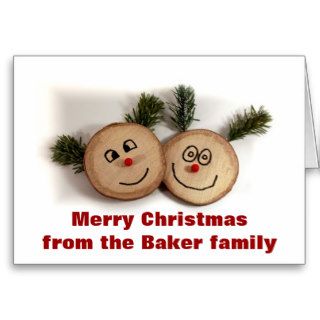 Merry Christmas our family with funny faces Greeting Card
