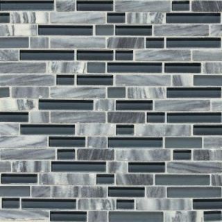Daltile Stone Radiance Glacier Gray 11 3/4 in. x 12 1/2 in. Glass and Stone Mosaic Blend Wall Tile SA5958RANDMS1P