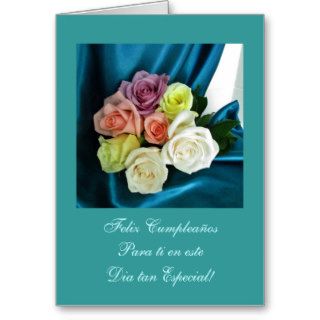 Spanish Happy Birthday/ Feliz Cumpleanos teal Cards