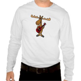 XX  Funny Moose Playing Guitar Cartoon T shirt