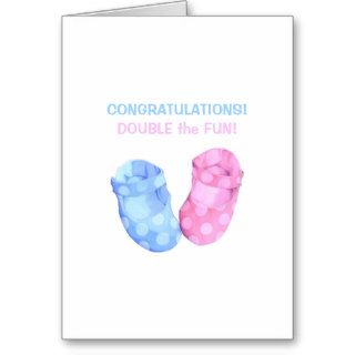 Baby Twins Booties Congratulations Card