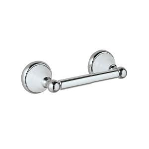 Gatco Franciscan Double Post Toilet Paper Holder in White Porcelain and Polished Chrome 5283