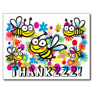 funny cute cartoon bees thank you postcard
