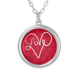 Red Love Heart Typography Personalized Necklace
