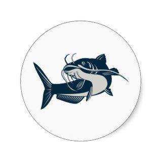 catfish swimming up round sticker