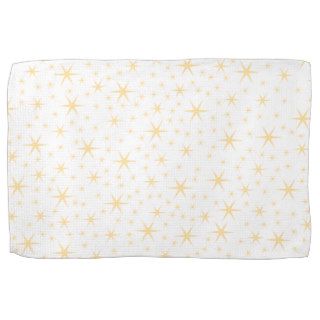 Star Pattern, White and Non metallic Gold Color. Kitchen Towels