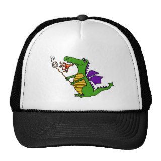 Funny Dragon Roasting Marshmallows Cartoon Mesh Hat