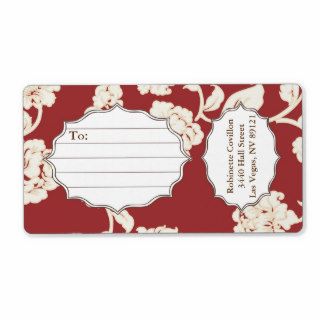 French Red Botanical Wrap Around Mailing Label