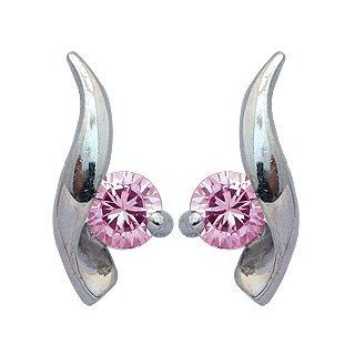 0.24 cttw rhodium Round synthetic CZ Pink Sapphire color earrings   by GlitZ JewelZ �   Jewelry