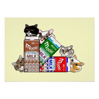 Funny Kitten Cats Milk Art Kids Poster Gift