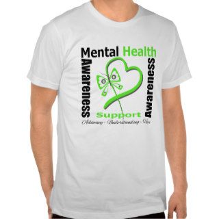 Mental Health Awareness Heart Butterfly Ribbon T Shirts