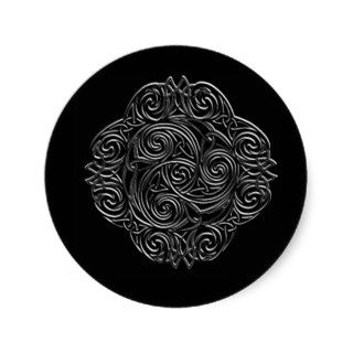 Silver Celtic Emblem Round Stickers