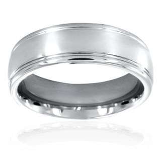 Men's Tungsten Grooved and Polished Domed Ring (7 mm) Men's Rings