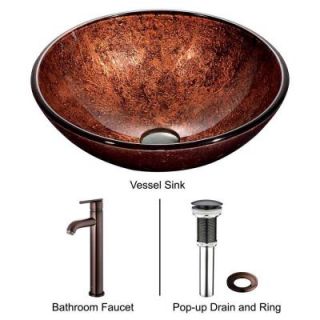Vigo Mahogany Moon Vessel Sink in Copper with Oil Rubbed Bronze Faucet VGT170