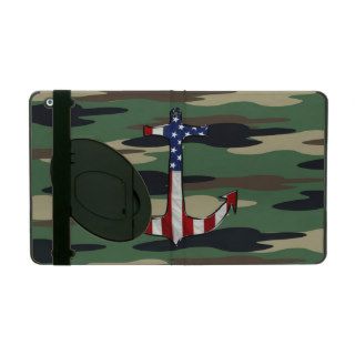 American Flag Anchor on Camo iPad Case