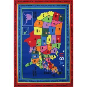 LA Rug Inc. Fun Time State Capitals Multi Colored 5 ft. 3 in. x 7 ft. 6 in. Area Rug FT 184 5376