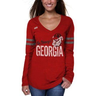 Georgia Bulldogs t shirts  Georgia Bulldogs Ladies Football Long Sleeve T Shirt   Red  Sports Fan T Shirts  Sports & Outdoors