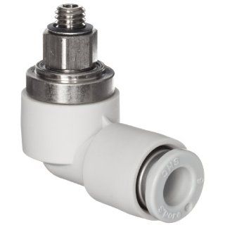 SMC KX Series PBT High Speed Rotary Push to Connect Tube Fitting, 90 Degree Elbow, 6mm Tube OD x M5x0.8 Male