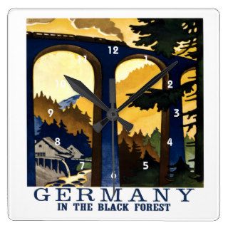 Germany in the Black Forest ~ Vintage Travel Ad Square Wallclock
