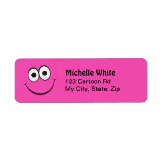 Funny hot pink smiling face return address labels