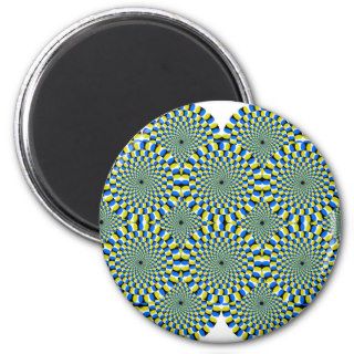 Turning Wheels Optical Illusion Green Hypnotic Refrigerator Magnet