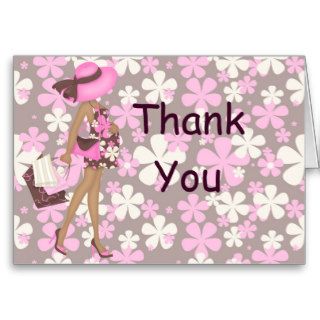 Retro Flowers Thank You Notecard (Pink AA)