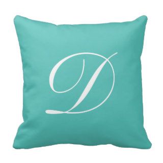 Letter D Turquoise Monogram Pillow